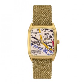 Montre SIGNATURE PALAIS ROYAL cadran carré doré & bracelet tressé doré LAPS