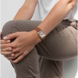 Montre SIGNATURE PALAIS ROYAL cadran carré doré & bracelet tressé doré