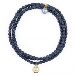 Collier & Bracelet élastique PEACE GOLD NAVY BLUE - 3 tours signé Têtes Blondes