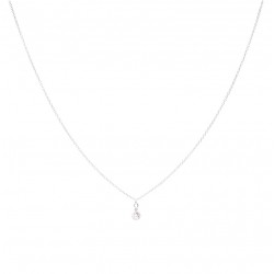 Collier court HALMITON - Chaîne fine & Zircon rond