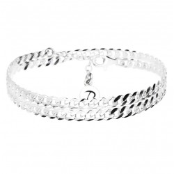 Bracelet multi tours Gourmette en argent signé DORIANE Bijoux