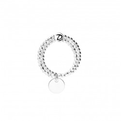 Bague élastique DOUBLE & Pastille plate lisse signée DORIANE Bijoux
