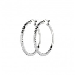 Boucles d'oreilles Créoles Argent DIAMONDS rondes - 3 cm - DORIANE