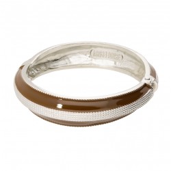 Bracelet Jonc Amok CORDE Argent - Email Terre de Sienne - ARGELOUSE