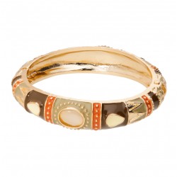 Bracelet Jonc Amok ETHNIQUE Doré - Email Terre de Sienne - ARGELOUSE