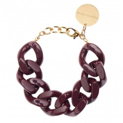 Bracelet FLAT CHAIN AUBERGINE Doré - Gros Maillons plats prune