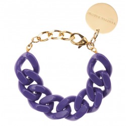 Bracelet FLAT CHAIN VIOLET Doré - Gros Maillons plats violet VANESSA BARONI