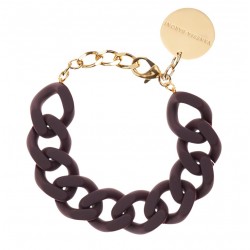 Bracelet FLAT CHAIN AUBERGINE MATT Doré - Gros Maillons plats prune mat VANESSA BARONI