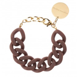 Bracelet FLAT CHAIN MATT BROWN Doré - Gros Maillons marron mat VANESSA BARONI