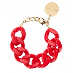 Bracelet FLAT CHAIN RED Doré - Gros Maillons plats rouge
