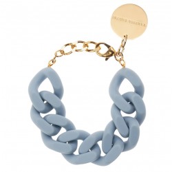 Bracelet FLAT CHAIN MATT PIGEON Doré - Gros Maillons bleu mat VANESSA BARONI