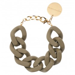 Bracelet FLAT CHAIN MATT OLIVE Doré - Gros Maillons vert olive mat VANESSA BARONI