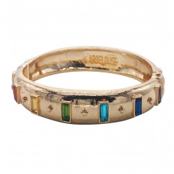 Bracelet Jonc Amok LARMA Doré - Cristaux Swarovski multicolore - ARGELOUSE