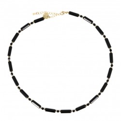 Collier ras de cou MADISON - Labradorites foncées & Hématites dorées - Belle Mais Pas Que