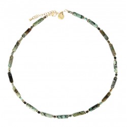 Collier ras de cou MADISON - Turquoises africaine & Hématites dorées - Belle Mais Pas Que