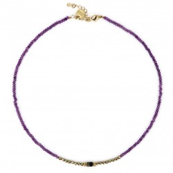 Collier ras de cou RIM - Rubis zoïsite & Hématites dorées - Belle Mais Pas Que