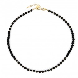 Collier ras de cou STELLA - Spinelles noires & Hématites dorées - Belle Mais Pas Que