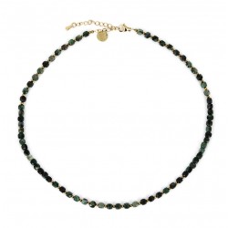 Collier ras de cou STELLA - Emeraudes & Hématites dorées - Belle Mais Pas Que
