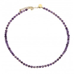 Collier ras de cou STELLA - Améthystes & Hématites dorées - Belle Mais Pas Que