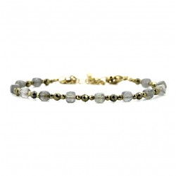 Bracelet chaîne STELLA - Labradorites & Hématites dorées - Belle Mais Pas Que