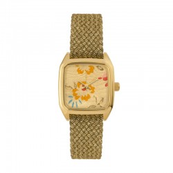 Montre PRIMA LIIBERTY cadran carré papier & bracelet tressé doré - LAPS