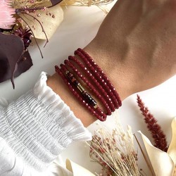 Collier & Bracelet élastique NADEGE BORDEAUX - 5 à 6 tours TETES BLONDES