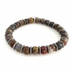 Bracelet homme élastiqué OAKLAND - Black Shure & Anneaux étoiles étain BOOTLEGGERS