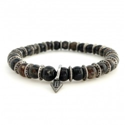 Bracelet homme élastiqué OAKLAND - Black Phlogopyte & Anneaux étoiles BOOTLEGGERS