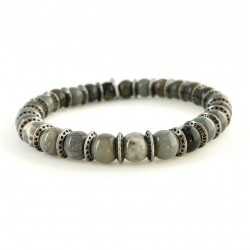 Bracelet homme élastiqué OAKLAND Black grey - BOOTLEGGERS