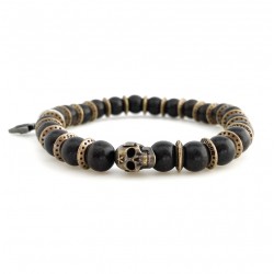 Bracelet homme élastiqué doré OAKLAND Tête de Mort noir - BOOTLEGGERS WILD TURQUOISE