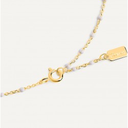 Bracelet fin Or - Chaîne & Perles de résine blanche