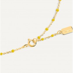 Bracelet chaîne fine plaqué or & Perles de résine jaune