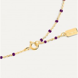 Bracelet chaîne fine plaqué or  & Perles de résine grise
