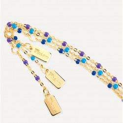 Bracelet chaîne fine plaqué or & Perles de résine bleu marine