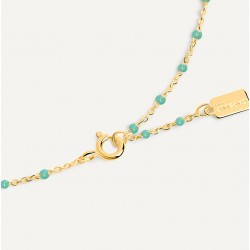 Bracelet chaîne fine plaqué or & Perles de résine vert émeraude
