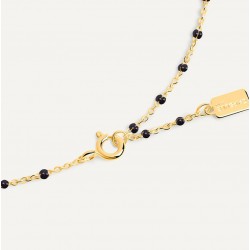 Collier chaîne fine plaqué or & Perles de résine noire TAILLE Collier 40 cm