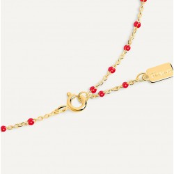 Collier court chaîne fine plaqué or & Perles de résine rouge TAILLE Collier 50 cm