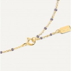 Collier chaîne fine plaqué or & Perles de résine grise TAILLE Collier 40 cm
