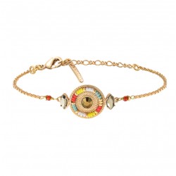 Bracelet chaîne FUJITA doré - Perles du Japon rouge - SATELLITE