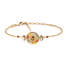 Bracelet chaîne FUJITA doré - Perles du Japon rouge - SATELLITE