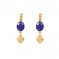 Boucles d'oreilles dormeuses ASUKA Or - Pâte de verre ovale bleu & nœud - SATELLITE