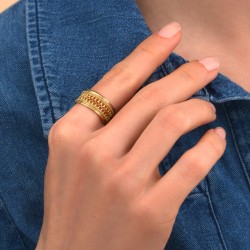 Bague large ajustable NOOR dorée - Anneau filigrané moucharabieh
