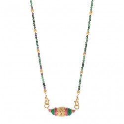 Collier mi-long SILMA - Rubis Zoisites Agates vertes & Tourmalines SATELLITE