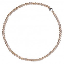 Bracelet fin élastiqué Argent & Perles de verre marron beige irisées - DORIANE Bijoux