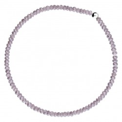 Bracelet fin élastiqué Argent & Perles de verre violet clair - DORIANE Bijoux
