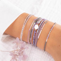 Bracelet multitours ROSE DES VENTS - Cordons & Perles gris violet