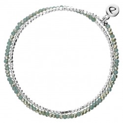 Bracelet multi tours élastiqué HEAVEN argent & Perles vert bronze - DORIANE  Bijoux