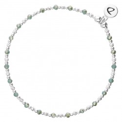Bracelet fin élastiqué MAYOTTE argent & Perles vert bronze irisé - DORIANE Bijoux
