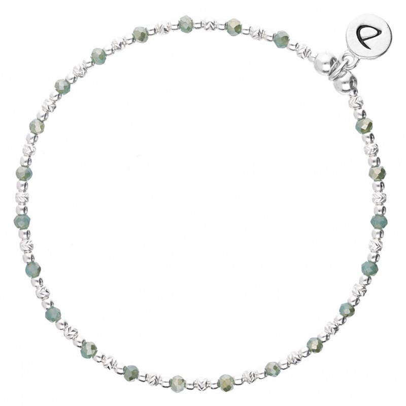 Bracelet fin élastiqué MAYOTTE argent & Perles vert bronze irisé - DORIANE Bijoux