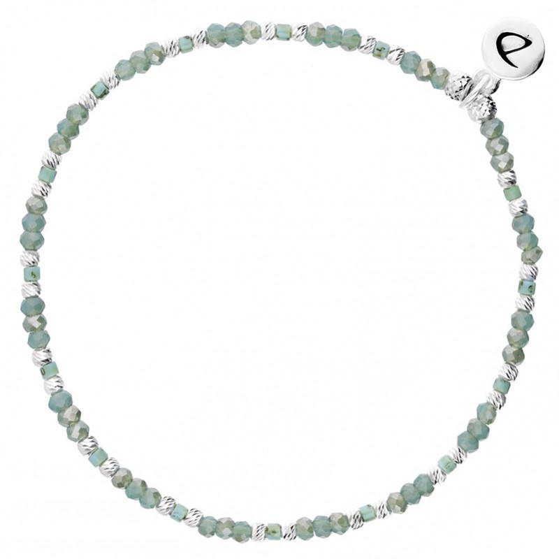 Bracelet fin élastiqué NUSA argent - Perles en Miyuki turquoise irisé - DORIANE Bijoux